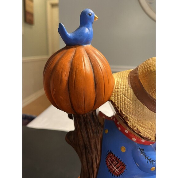 Vtg Hobbyist Ceramic Scarecrow Jack O Lantern Pumpkin Lights Up Fall Harvest - Picture 16 of 16